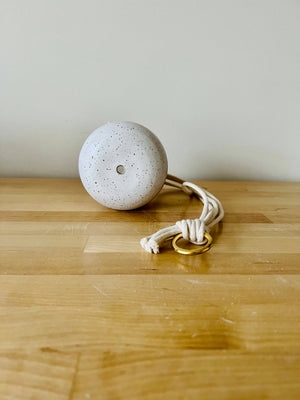 Hanging Orb Planter with Cord - White - Handmade Ceramic : Speckled sand / Medium