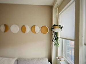 Hanging Orb Planter with Cord - White - Handmade Ceramic : Speckled sand / Medium