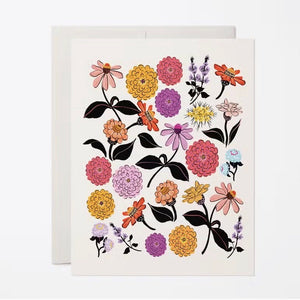 Zinnias Blank Card