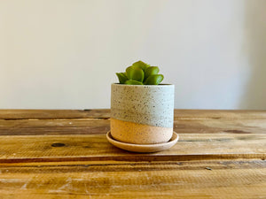 Handmade Cylindrical Planter – Matte or Speckled Finish : Speckled white