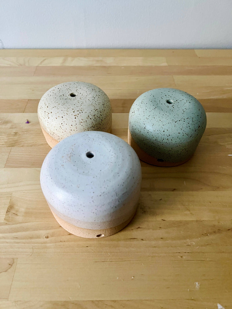 Hanging Orb Planter with Cord - White - Handmade Ceramic : Speckled sand / Medium